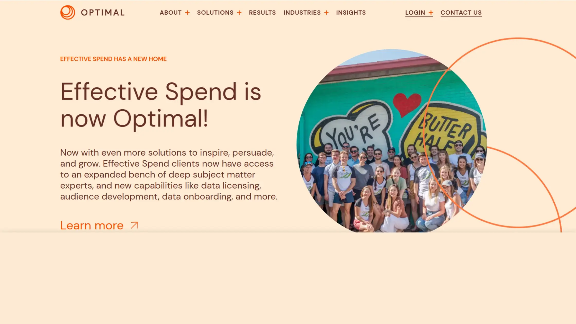 hero section of effective spend website.